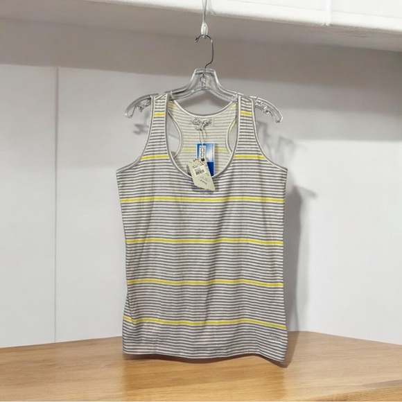 ♦️SALE♦️Oxygen, Striped Racerback Camisole, XL, Gray, White & Yellow 🏃‍♀️‍➡️ - Picture 1 of 8